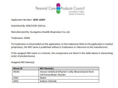 喜訊 |達(dá)博生物臍帶間充質(zhì)干細(xì)胞外泌體獲國際INCI備案！